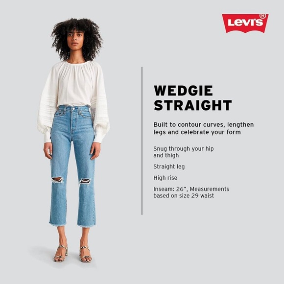 Levi's Women's Wedgie Straight Jeans, Love in The Mist, 30 - Picture 4 of 4